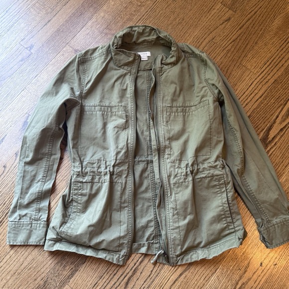 J.Crew‎ women's size small 100% Cotton green drawsting jacket Utility - Picture 12 of 13